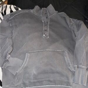 Aerie  Charcoal black Button-Up Sweatshirt